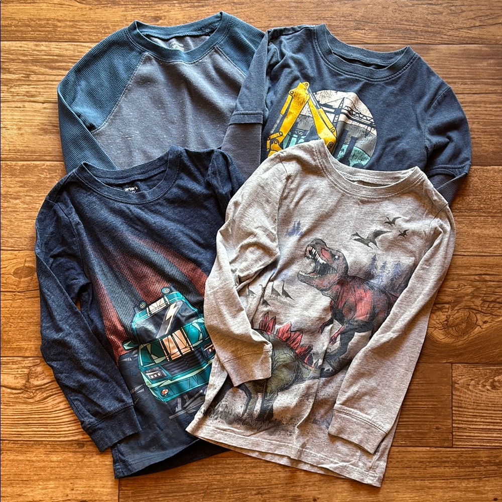 Boys Size 7 Fall Shirt Bundle - Dinosaurs & Trucks